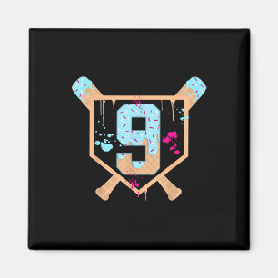 Honkbal 9 jaar oude Ice Cream Drip 9e verjaardag B Magneet