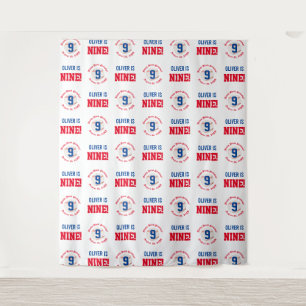 Honkbal 9e Verjaardag Jongens Step Repeat Achter Wandkleed