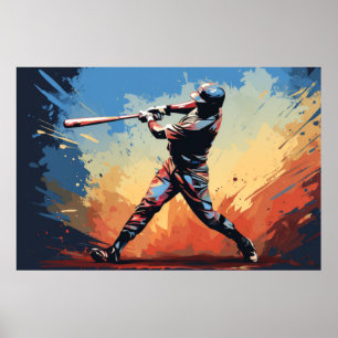 Honkbal Actie Sport Schilderen Abstracte Art Decor Poster
