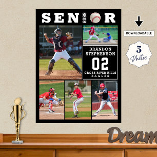 Honkbal Afstudeerfoto Collage 5 Poster