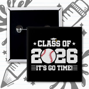 Honkbal afstudeerklas 2026 Het is Tijd Vierkante Button 5,1 Cm