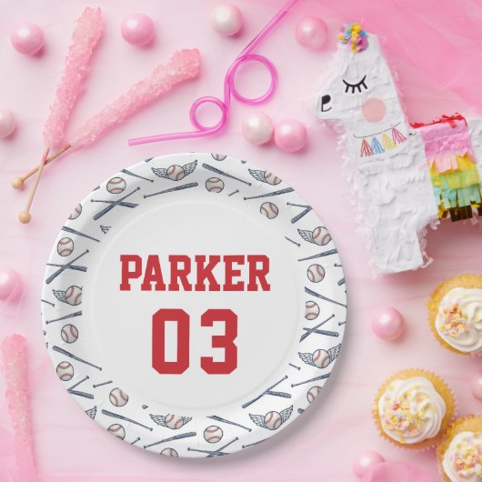  Honkbal All Star Verjaardag Rood Papieren Bordje (Feest)