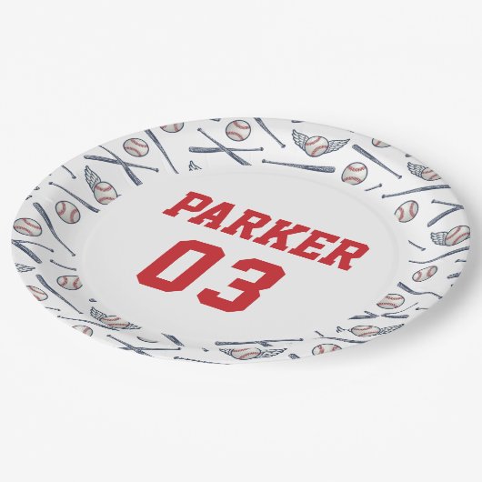 Honkbal All Star Verjaardag Rood Papieren Bordje (Gekanteld)