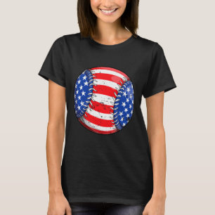 Honkbal amerikaanse vlag 4 juli jongens mannen ret t-shirt