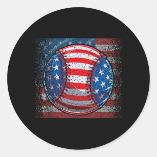 Honkbal Amerikaanse Vlag 4 juli Onafhankelijkheid Ronde Sticker