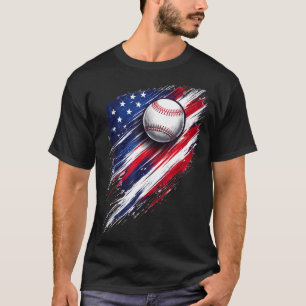 Honkbal amerikaanse vlag jongens meisjes mannen vr t-shirt
