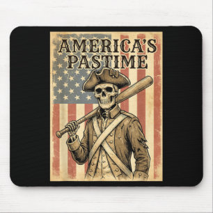 Honkbal Amerika's Favoriete Patriotische Skelet Muismat