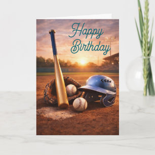 Honkbal Aquarel Illustratiekaart Slaghandschoen Kaart
