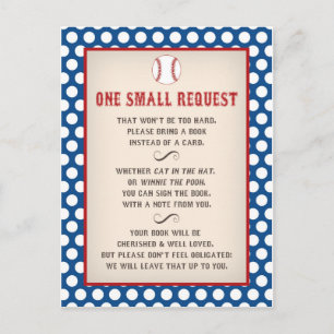 Honkbal Baby shower Breng een Boek Verzoek Briefka Uitnodiging Briefkaart