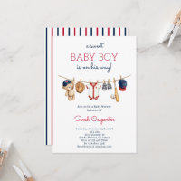 Honkbal baby shower jongen uitnodiging