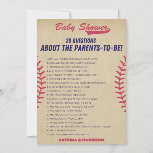  honkbal Baby shower spel - bewerkbare naam, Kaart (Voorkant)