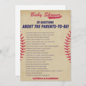  honkbal Baby shower spel - bewerkbare naam, Kaart (Voorkant / Achterkant)