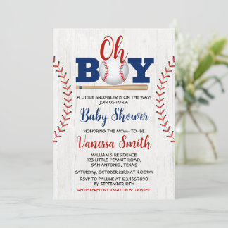Honkbal baby shower uitnodiging