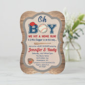 Honkbal baby shower uitnodiging (Staand voorkant)