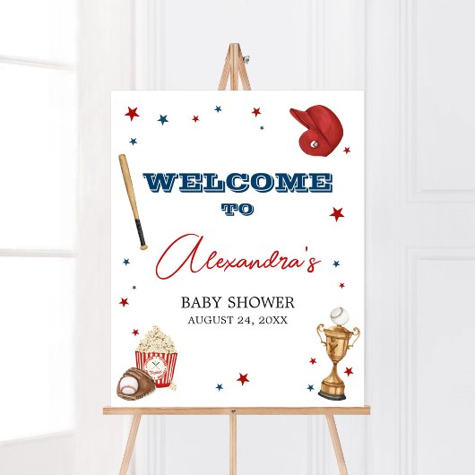 Honkbal Baby shower Welkom Poster