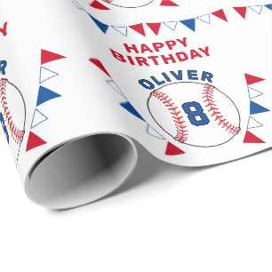 Honkbal bal vlaggen Kids Verjaardag Cadeaupapier