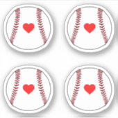 Honkbal ballen met rood hart pack sticker (Voorkant)