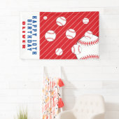 Honkbal Ballen Red Kids Verjaardagsfeest Spandoek (Insitu)