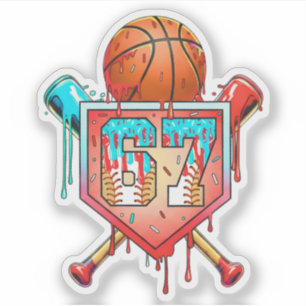 Honkbal Basketbal Jersey Nummer 67 Drip Sport Sticker
