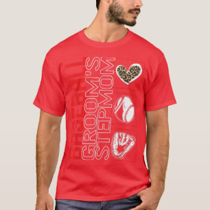 Honkbal Bruidegom Stiefmoeder Game Day Luipaard Ha T-shirt