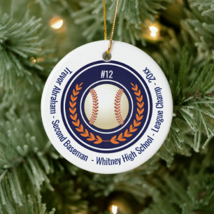 Honkbal Champion Player School Blue Keramisch Ornament