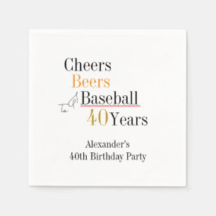 Honkbal Cheers en Beers 40ste Verjaardag Party Servet