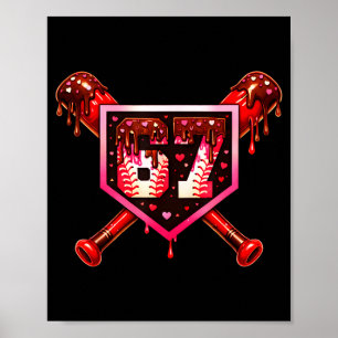Honkbal Chocolade Drip 67 Valentijnsdag Liefde Mat Poster