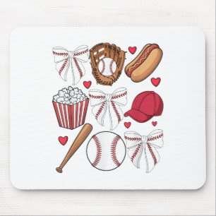 Honkbal Coquette Bow Vrouwen Meisjes Baseball Chee Muismat