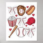 Honkbal Coquette Bow Vrouwen Meisjes Baseball Chee Poster (Voorkant)