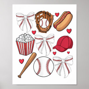Honkbal Coquette Bow Vrouwen Meisjes Baseball Chee Poster