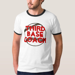 honkbal, derde, basis, coach t-shirt