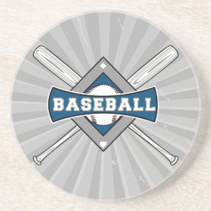 honkbal diamant logo grijs blauw wit zandsteen onderzetter