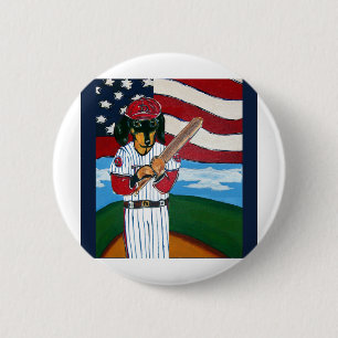 Honkbal doxie ronde button 5,7 cm
