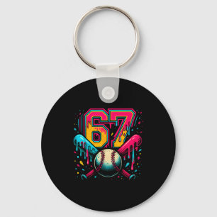 Honkbal Drip 6 7 Nummer 67 Zes Zeven Meme Heren Bo Sleutelhanger
