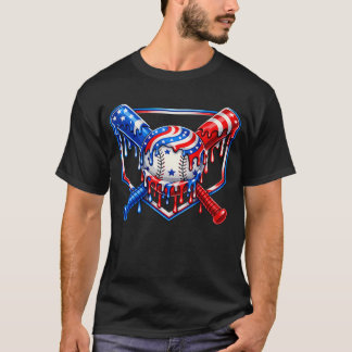 Honkbal Drip Amerikaanse Vlag Voor Jongens Jeugd 4 T-shirt