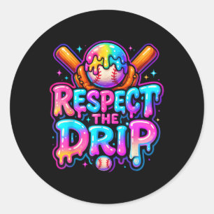 Honkbal Drip Ice Cream Dripping Respecteer de Drip Ronde Sticker