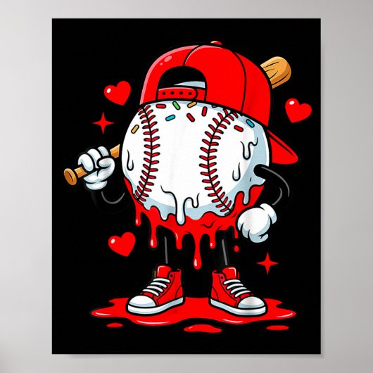 Honkbal Drip Ijs Apparel Jeugd Jongen Valentijn Poster (Voorkant)