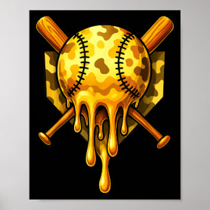 Honkbal Drip Ijs Camo Cool Design Poster