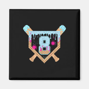 Honkbal Drip Ijs Druppelend 8 Jaar Oud 8e Verjaard Magneet