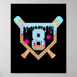 Honkbal Drip Ijs Druppelend 8 Jaar Oud 8e Verjaard Poster