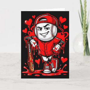 Honkbal Drip Ijs Hart Rood Valentijnsdag Jongen Kaart