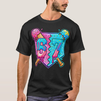 Honkbal Drip Nummer 67 Speler Ijs Drip 67e T-shirt