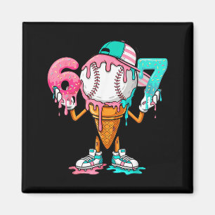 Honkbal Drip Nummer 67 Speler Of 67ste Verjaardag Magneet