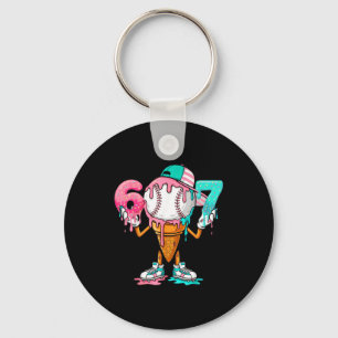 Honkbal Drip Nummer 67 Speler Of 67ste Verjaardag  Sleutelhanger