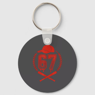 Honkbal Drip Nummer 67 Speler Of 67ste Verjaardag Sleutelhanger