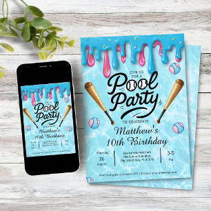 Honkbal Drip Pool Party Kinderen / Tiener Kaart