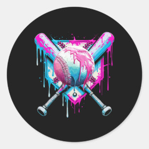 Honkbal Drip voor Jongens Ice Cream Drip Jeugd Gra Ronde Sticker