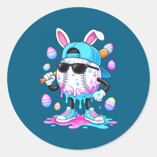 Honkbal drup ijs kleding jeugd jongen blij ronde sticker