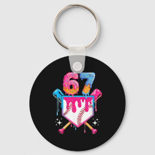 Honkbal druppel nummer 67 Speler Of 67ste verjaard Sleutelhanger
