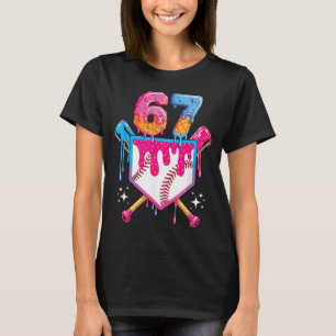 Honkbal druppel Nummer 67 Speler Of 67ste verjaard T-shirt